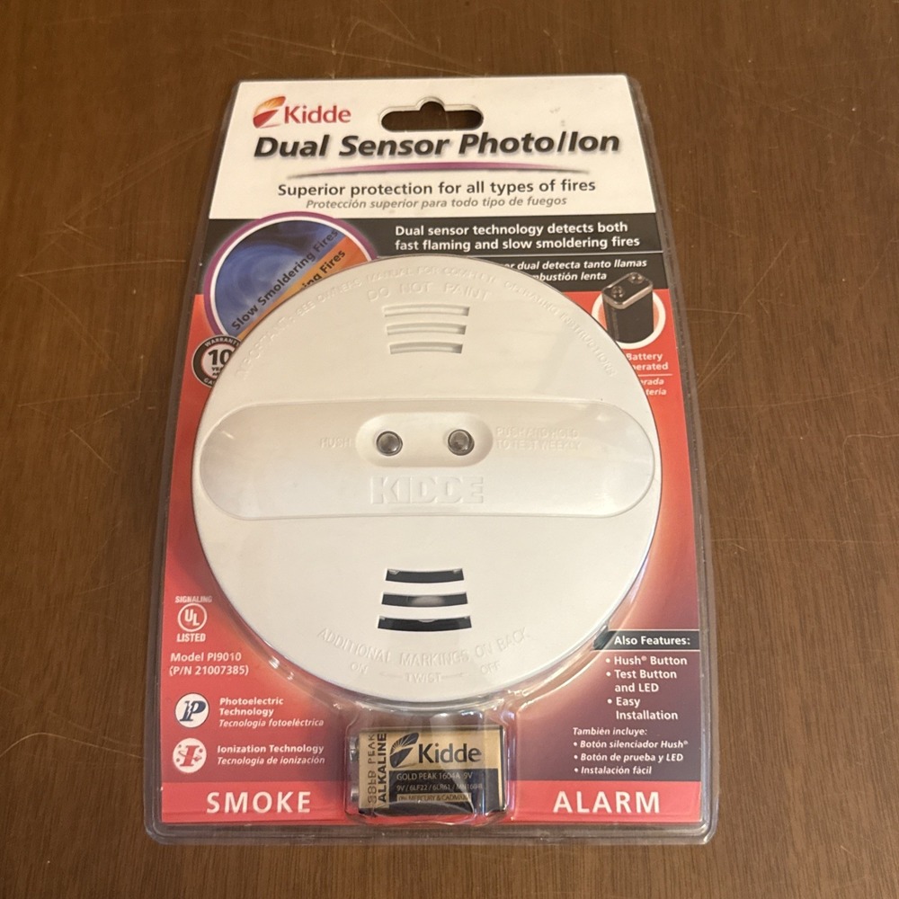 New Kidde Dual Sensor Photo Ion Smoke Detector PI9010 Battery Operated